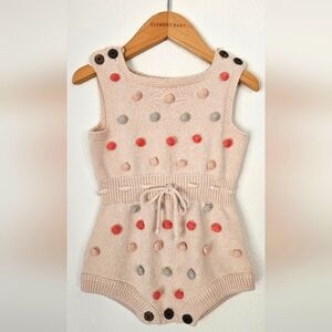 Elegant Baby Knit Romper with Polka Dots
